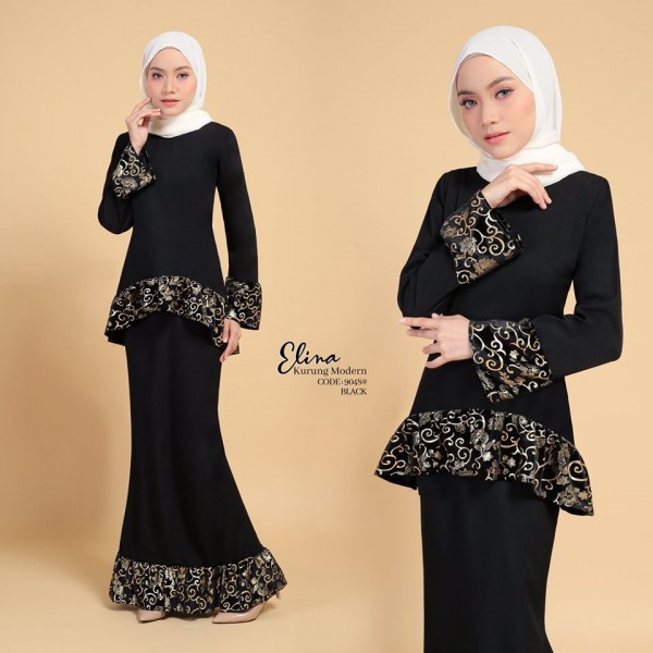 ELINA KURUNG MODERN (BLACK) 9048 / P9048
