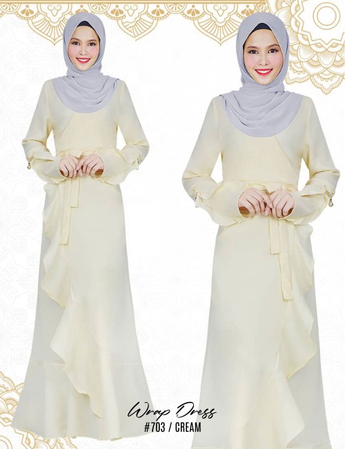WRAP DRESS (CREAM) P703