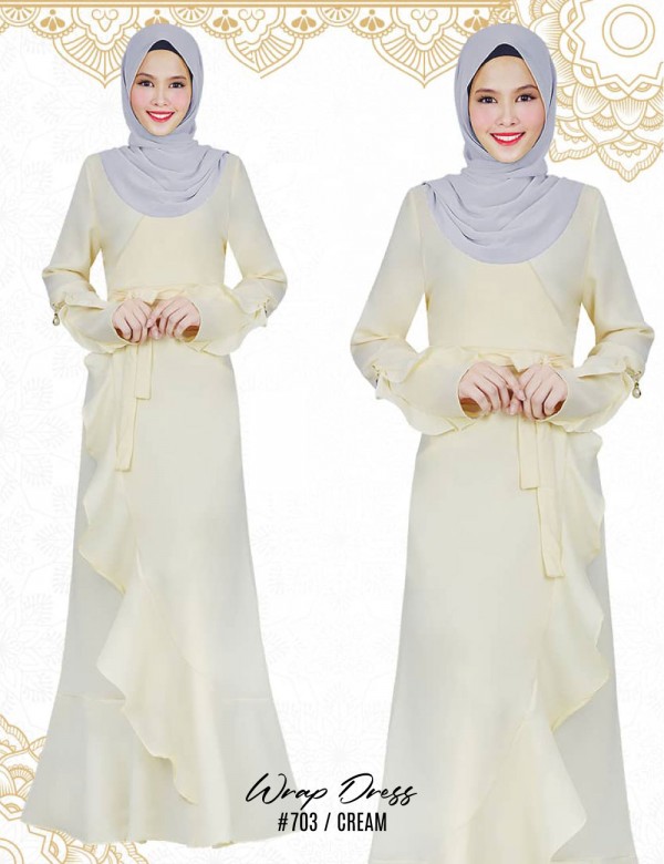 WRAP DRESS (CREAM) P703
