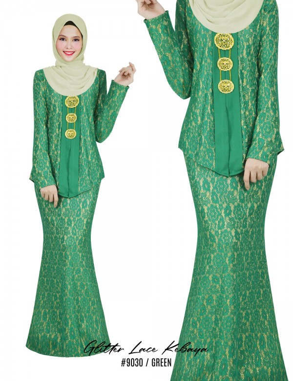 GLITTER LACE KEBAYA (GREEN) 9030