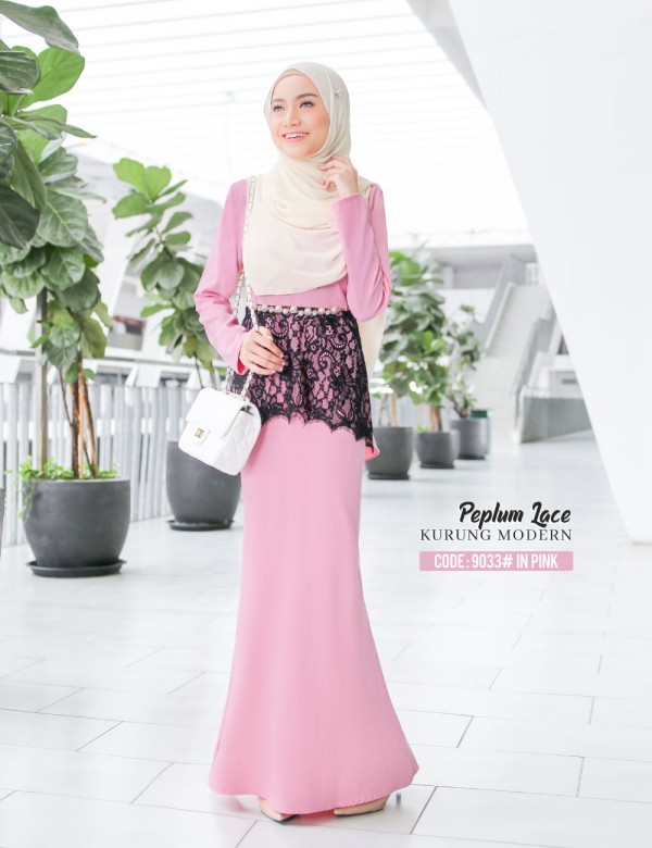 PEPLUM LACE KURUNG (PINK) 9033