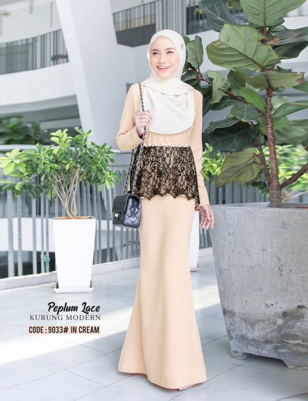 PEPLUM LACE KURUNG (CREAM) 9033