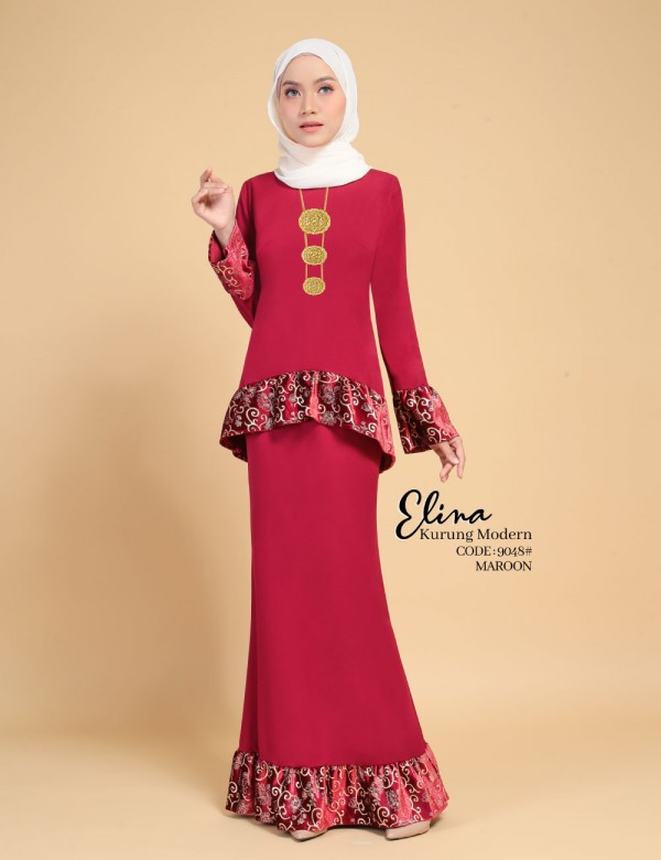 ELINA KURUNG MODERN (MAROON) 9048 / P9048