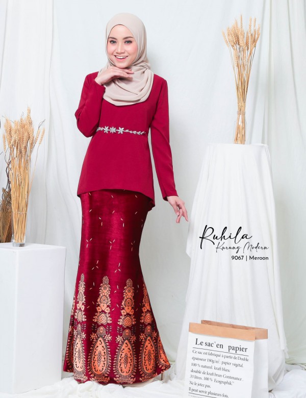 RUHILA KURUNG MODERN (MAROON) 9067