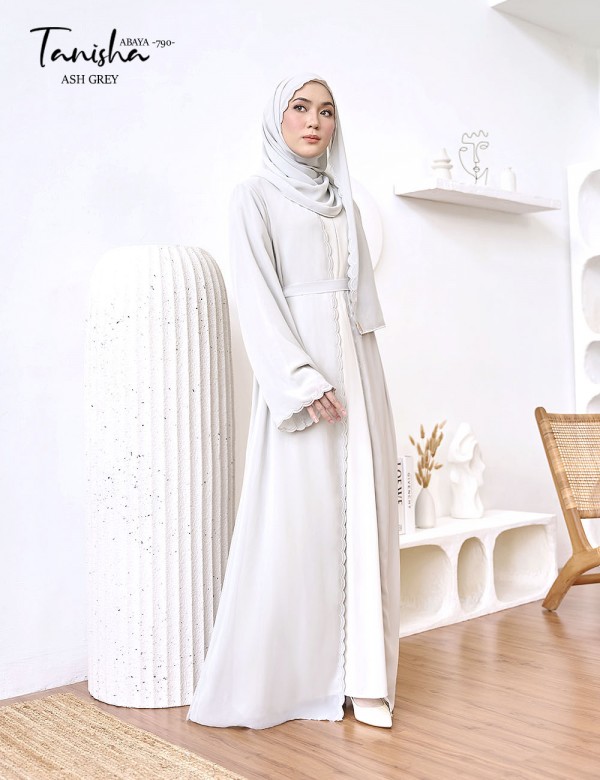 TANISHA ABAYA (ASH GREY) 790 / P790 / SP790 (FREE SHAWL *till stock last)