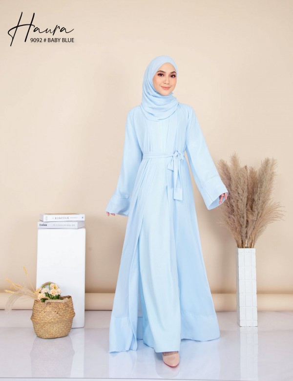 HAURA JUBAH AND CARDIGAN SET (BABY BLUE) 9092 (FREE SHAWL)