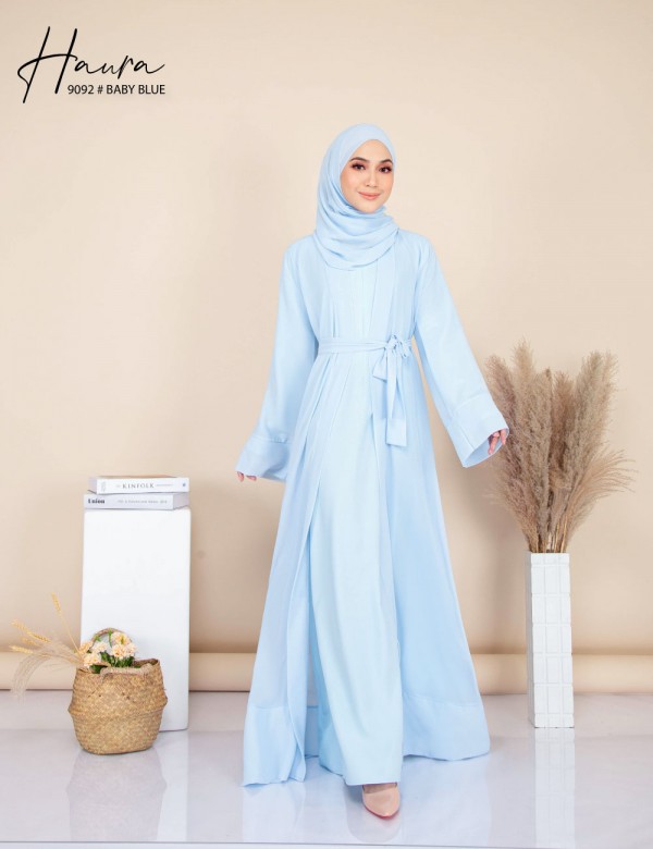 HAURA JUBAH AND CARDIGAN SET (BABY BLUE) 9092 (NOT INCLUDE SHAWL)