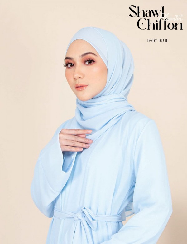 CHIFFON SHAWL PLAIN (BABY BLUE-9084/ 9092/ 9093/ A795) 301