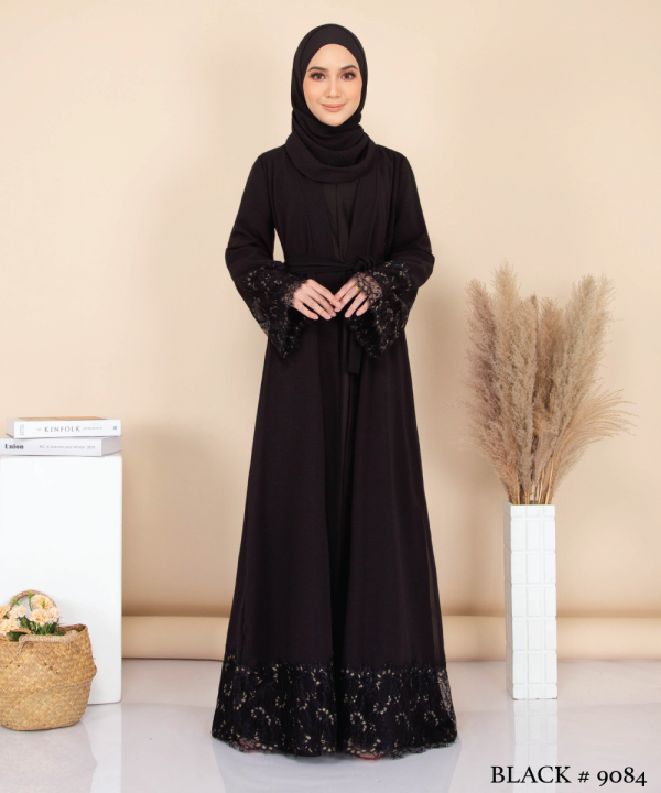 JUBAH WITH CARDIGAN SET (BLACK) 9084