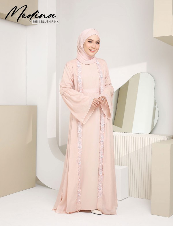 MEDINA JUBAH (BLUSH PINK) 795 / P795 / SP795 (FREE SHAWL *till stock last)