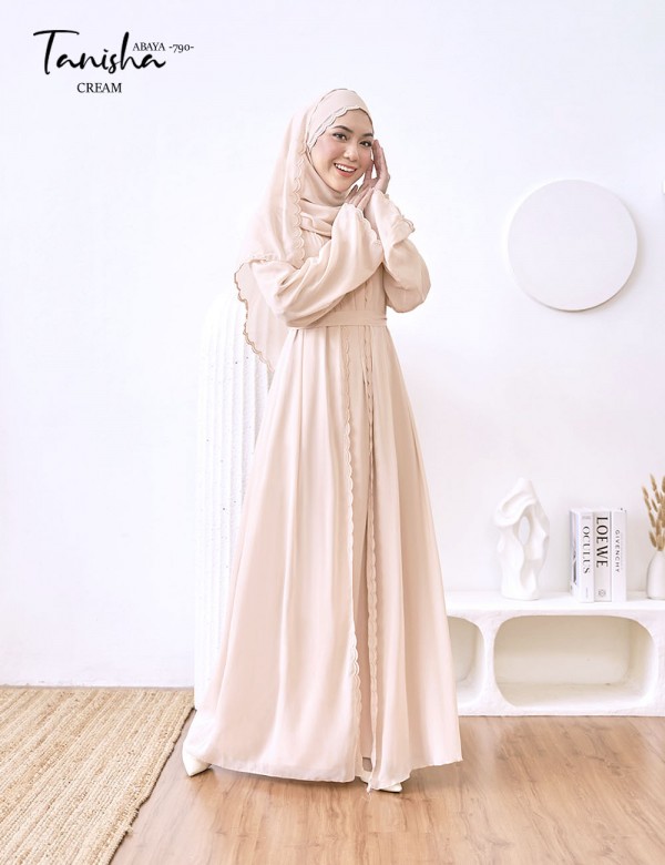 TANISHA ABAYA (CREAM) 790 / P790 / SP790 (FREE SHAWL *till stock last)