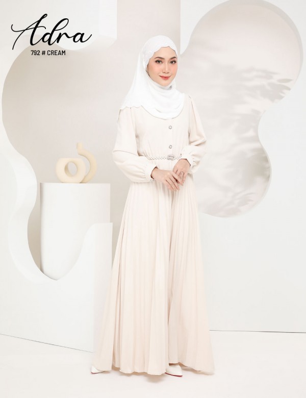 ADRA PLEATED DRESS (CREAM) 792 / P792