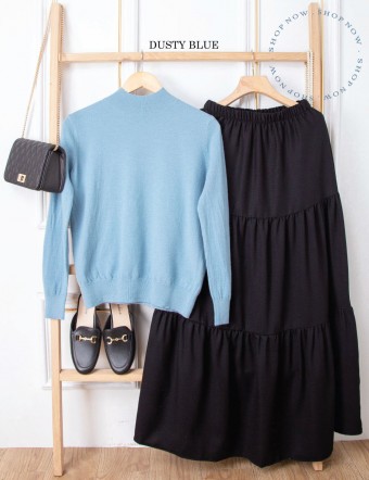 LYDEA KNIT TOP (DUSTY BLUE) T04