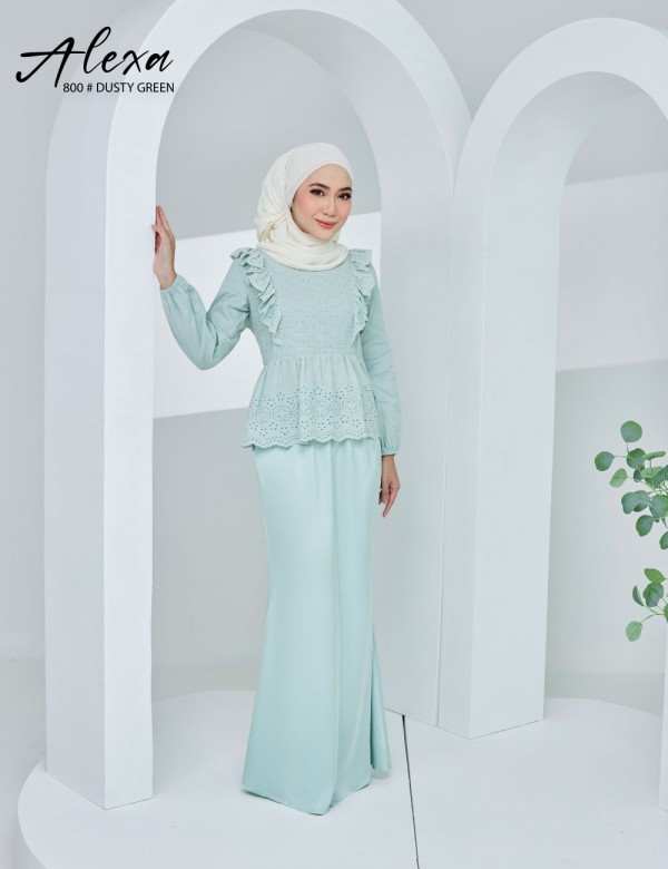 ALEXA BLOUSE WITH SKIRT SET (DUSTY GREEN) 800 / P800