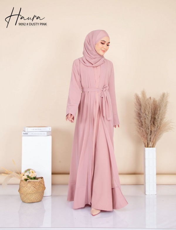 HAURA JUBAH AND CARDIGAN SET (DUSTY PINK) 9092 (FREE SHAWL)
