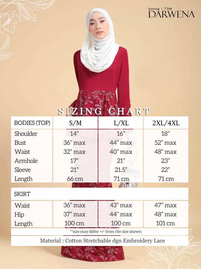 DARWENA KURUNG (MAGENTA)-734 / P734 / SP734#