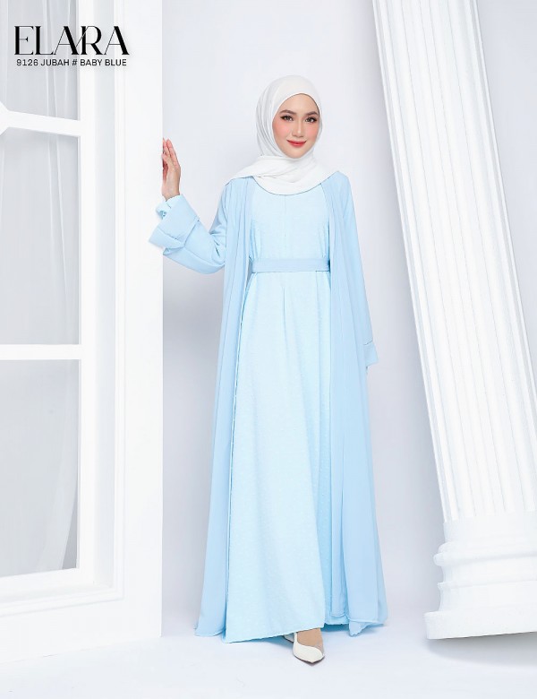ELARA JUBAH WITH CARDIGAN (BABY BLUE) 9126