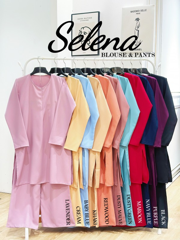 SELENA BLOUSE & PANTS SET (BLACK) SET21