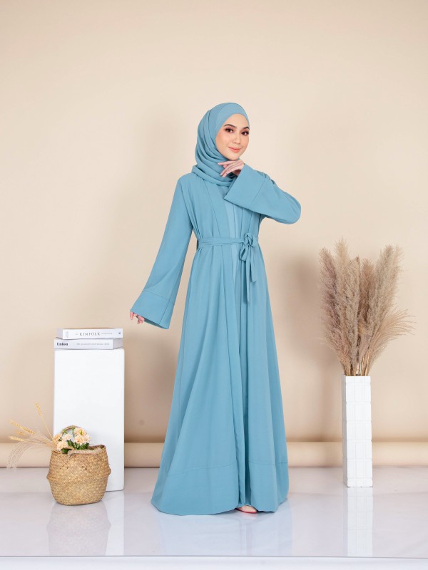 HAURA JUBAH AND CARDIGAN SET (DUSTY GREEN) 9092 (FREE SHAWL)