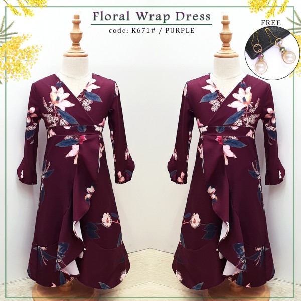 KIDS WRAP DRESS (PURPLE) K671