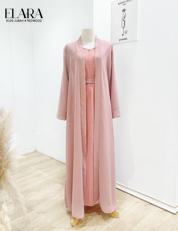 ELARA JUBAH WITH CARDIGAN (REDWOOD) 9126