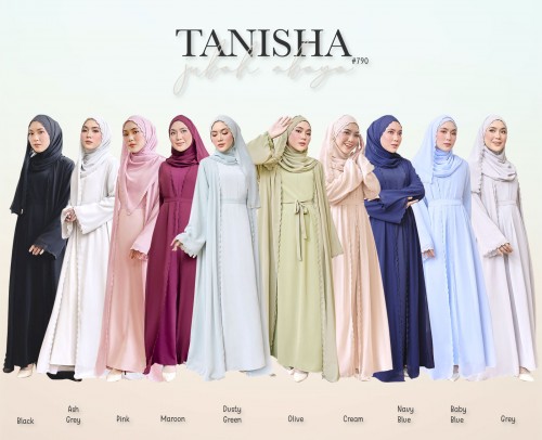 TANISHA ABAYA (GREY) 790 / P790 / SP790 (FREE SHAWL *till stock last)