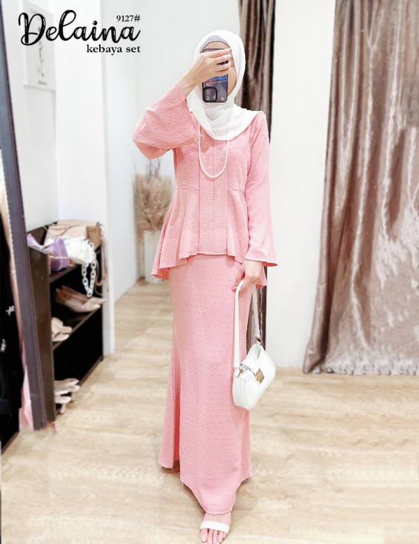 DELAINA KEBAYA SET (PINK) 9127