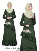 DRESS WITH LACE & 3D FLOWER (OLIVE) 707
