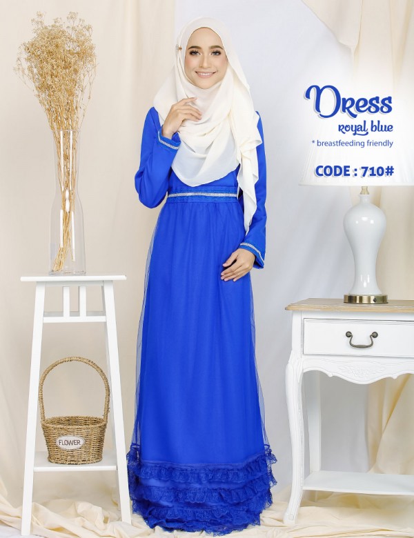 LAILY DRESS WITH TULLE MESH(ROYAL BLUE) 710