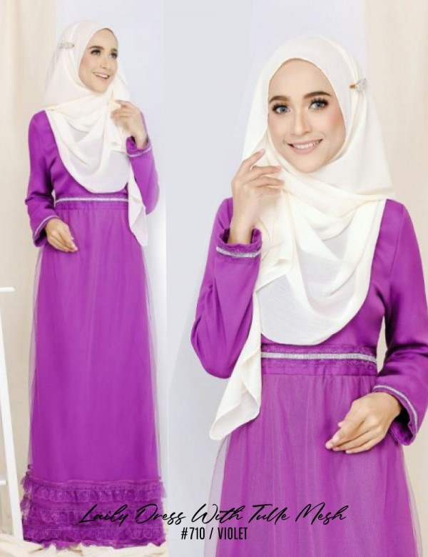 LAILY DRESS WITH TULLE MESH (VIOLET) 710