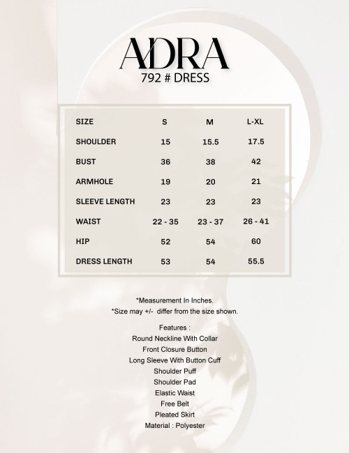ADRA PLEATED DRESS (COFFEE) 792 / P792