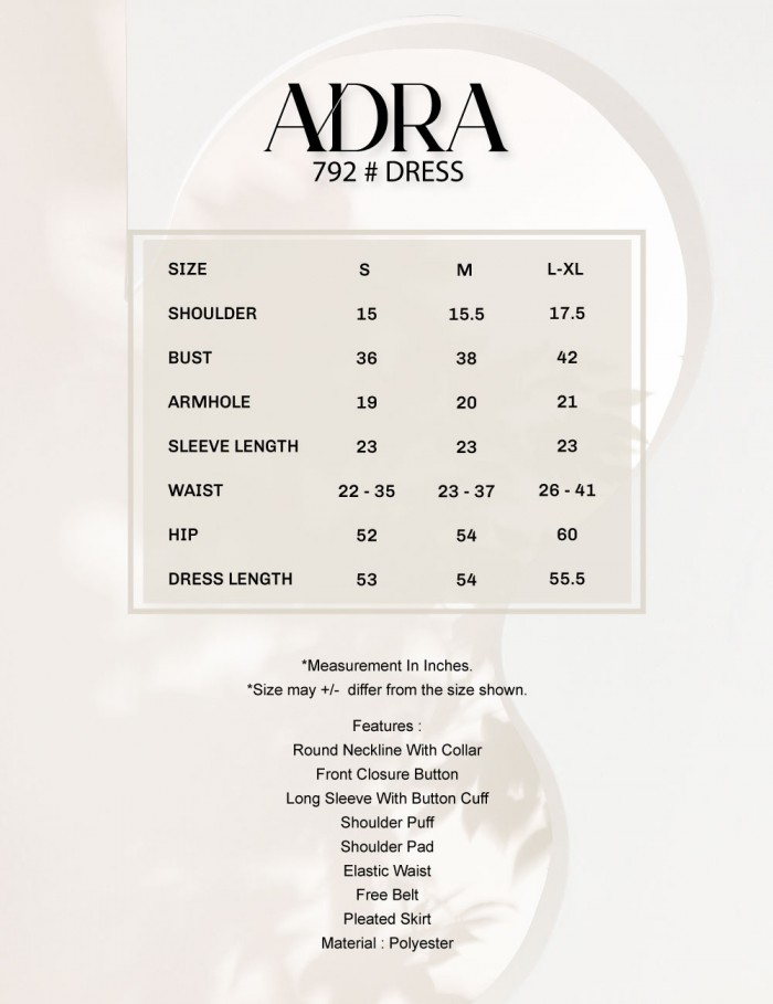 ADRA PLEATED DRESS (DUSTY GREEN) 792 / P792