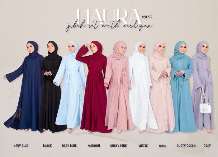 HAURA JUBAH AND CARDIGAN SET (BABY BLUE) 9092 (NOT INCLUDE SHAWL)