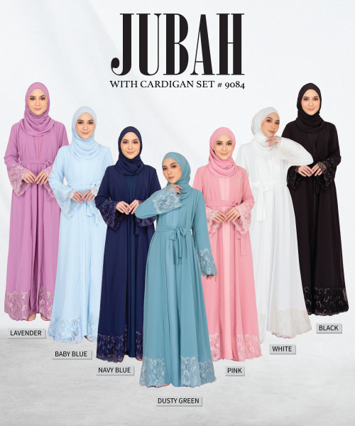 JUBAH WITH CARDIGAN SET (BABY BLUE) 9084