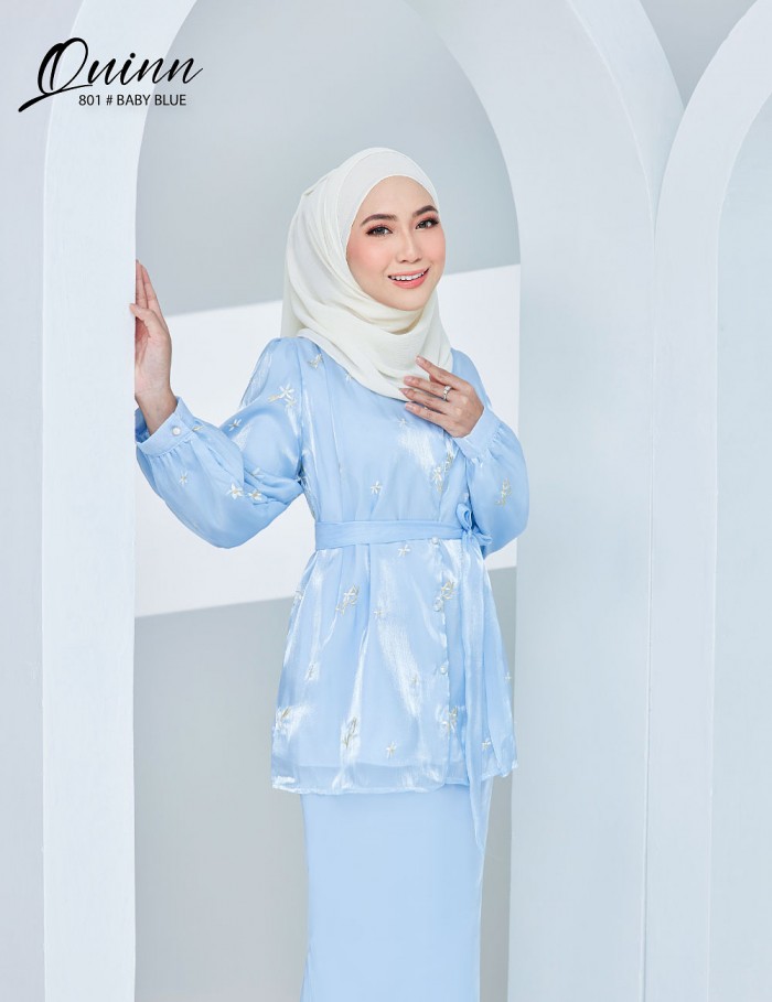 QUINN BLOUSE WITH SKIRT SET (BABY BLUE) 801 / P801