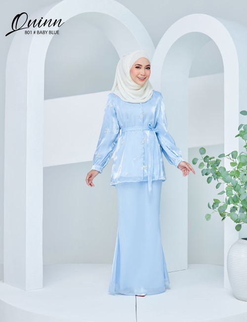 QUINN BLOUSE WITH SKIRT SET (BABY BLUE) 801 / P801