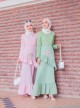 DRESS WITH LACE & 3D FLOWER (PASTEL GREEN) 707