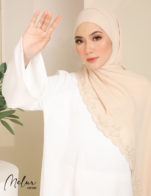 MELUR EMBROIDERY SHAWL (NUDE) 302