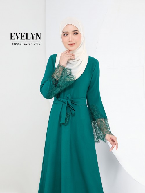 EVELYN LACE DRESS (EMERALD) 9085