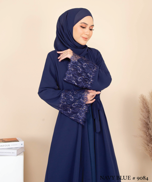 JUBAH WITH CARDIGAN SET (NAVY BLUE) 9084