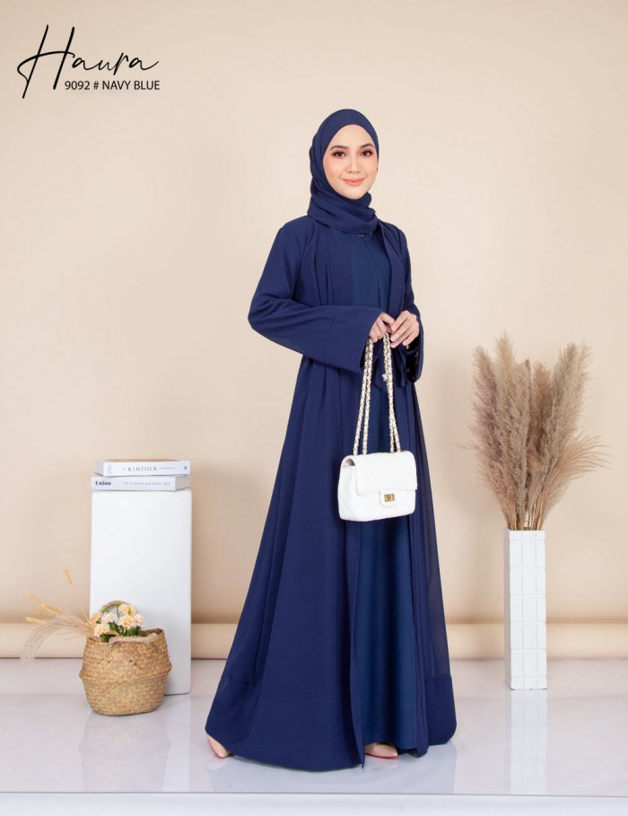 HAURA JUBAH AND CARDIGAN SET (NAVY BLUE) 9092 (NOT INCLUDE SHAWL)