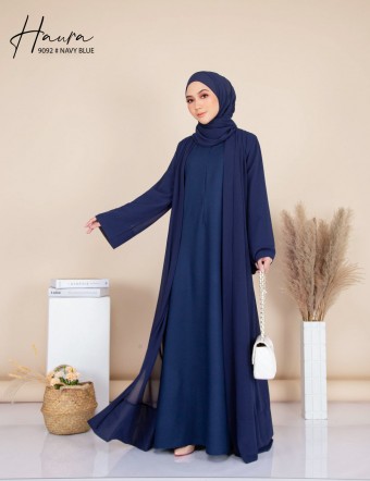 HAURA JUBAH AND CARDIGAN SET (NAVY BLUE) 9092 (NOT INCLUDE SHAWL)