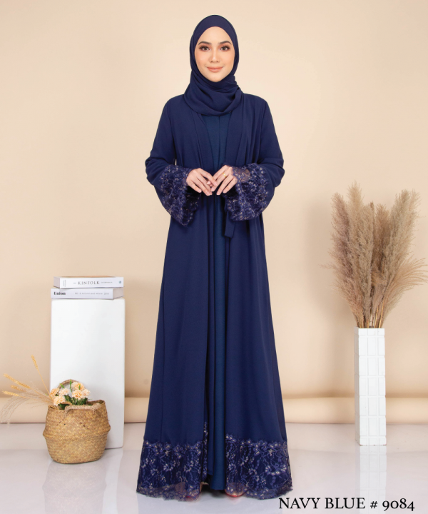 JUBAH WITH CARDIGAN SET (NAVY BLUE) 9084