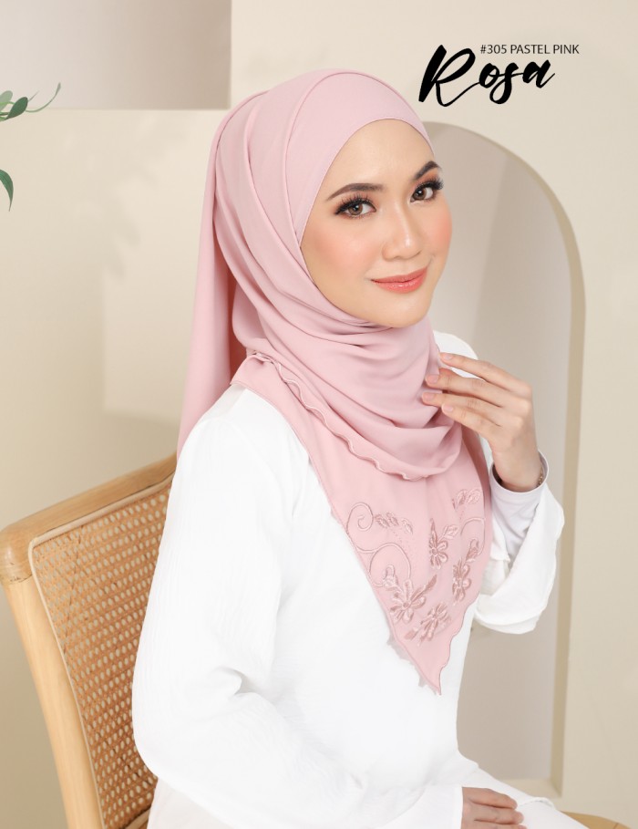 ROSA EMBROIDERY SHAWL (PASTEL PINK) 305