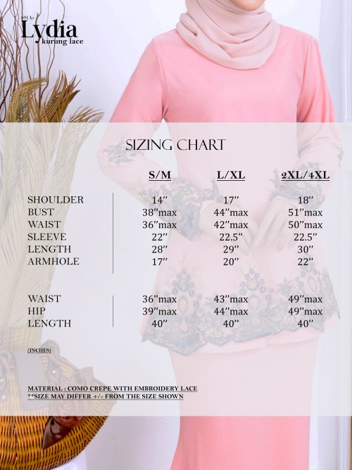 LYDIA EMBROIDERY LACE KURUNG (DUSTY PINK) 691A / P691A / SP691A