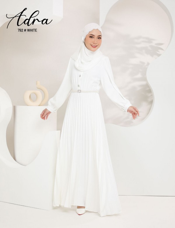 ADRA PLEATED DRESS (WHITE) 792 / P792