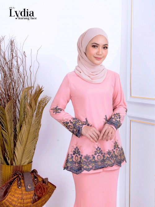 LYDIA EMBROIDERY LACE KURUNG (DUSTY PINK) 691A / P691A / SP691A