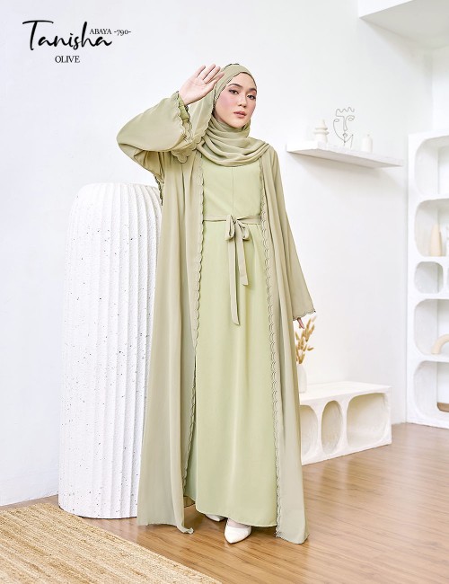 TANISHA ABAYA (OLIVE) 790 / P790 / SP790 (FREE SHAWL SOLD OUT)