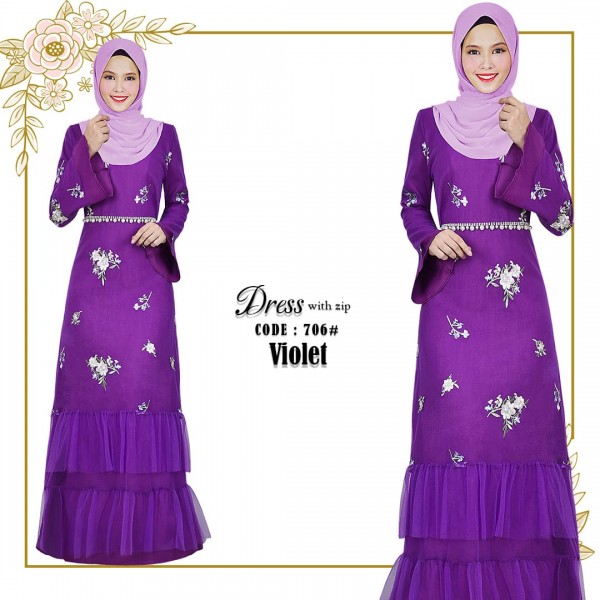 EMBROIDERY LACE DRESS (VIOLET) 706