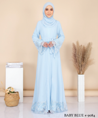 JUBAH WITH CARDIGAN SET (BABY BLUE) 9084